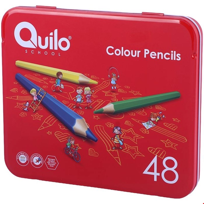 مداد رنگی 48 رنگ کوییلو جعبه فلزی Quilo school color pencils
